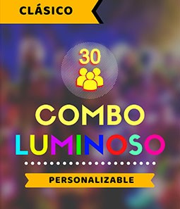 COMBO COTILLON LUMINOSO CLASICO 30 PERSONAS 122 PRODUCTOS